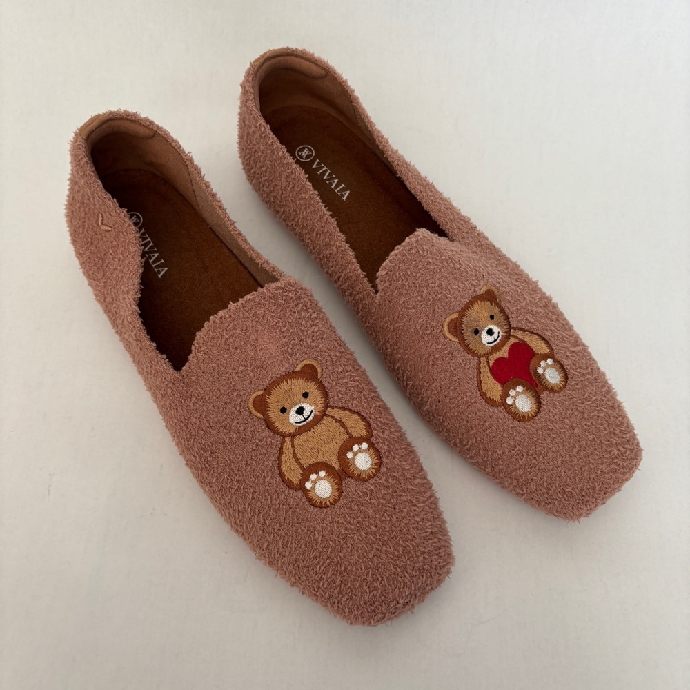 Vivaia womens tan mink knit Samantha Square-Toe Terry Knit Loafers size 43 US 11 - Picture 2 of 11